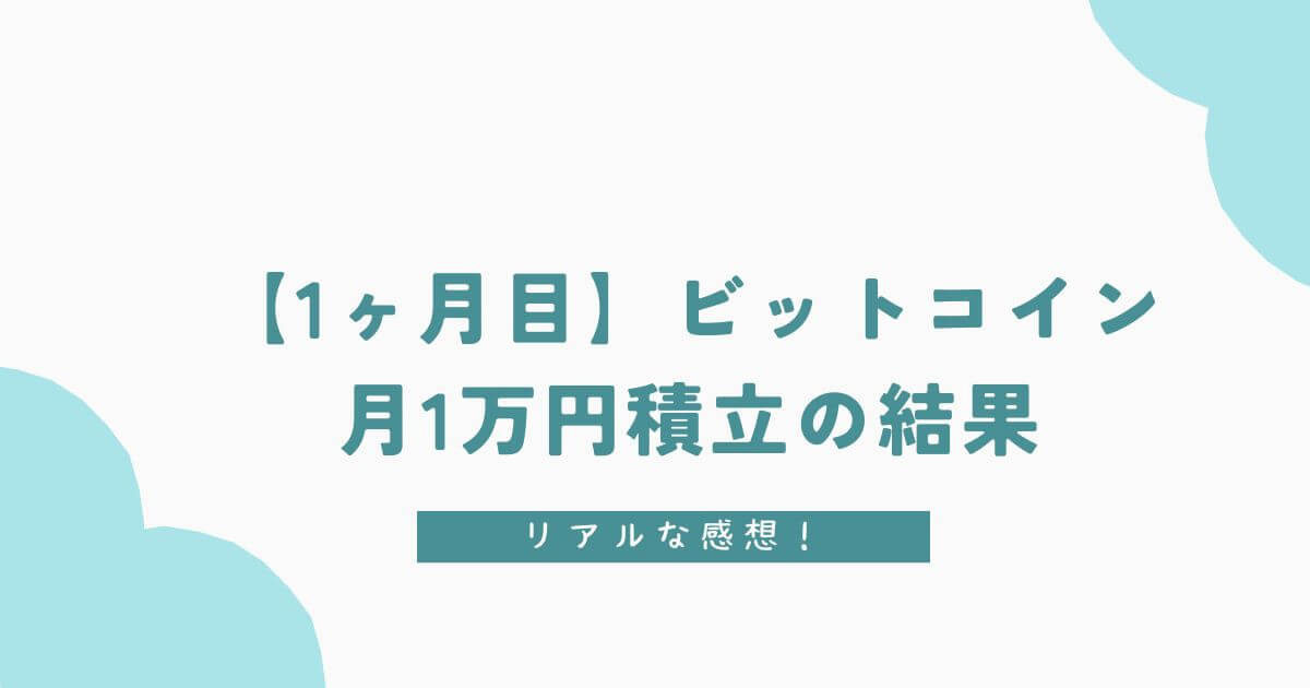 【1ヶ月目】ビットコイン月1万円積立の結果